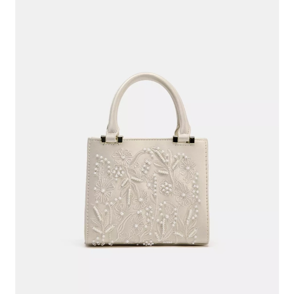 NEW Zara SATIN EFFECT PEARL BAG